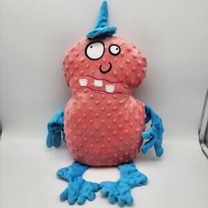 Friendly Monster Minky Plush 14” Pink Body Blue Floppy Legs Stuffed Animal Toy